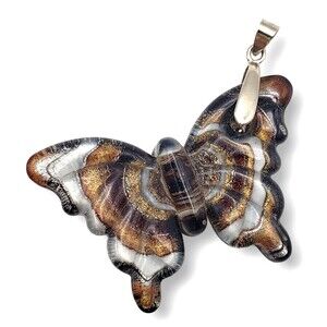 Dichroic Fused Glass Butterfly Pendant 18KGP